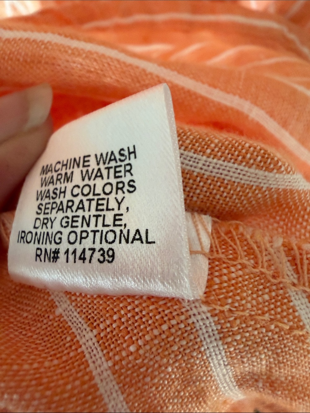 Flax Light Orange White Chevron Striped V-Neck Linen Midi Dress Large - Picture 4 of 8
